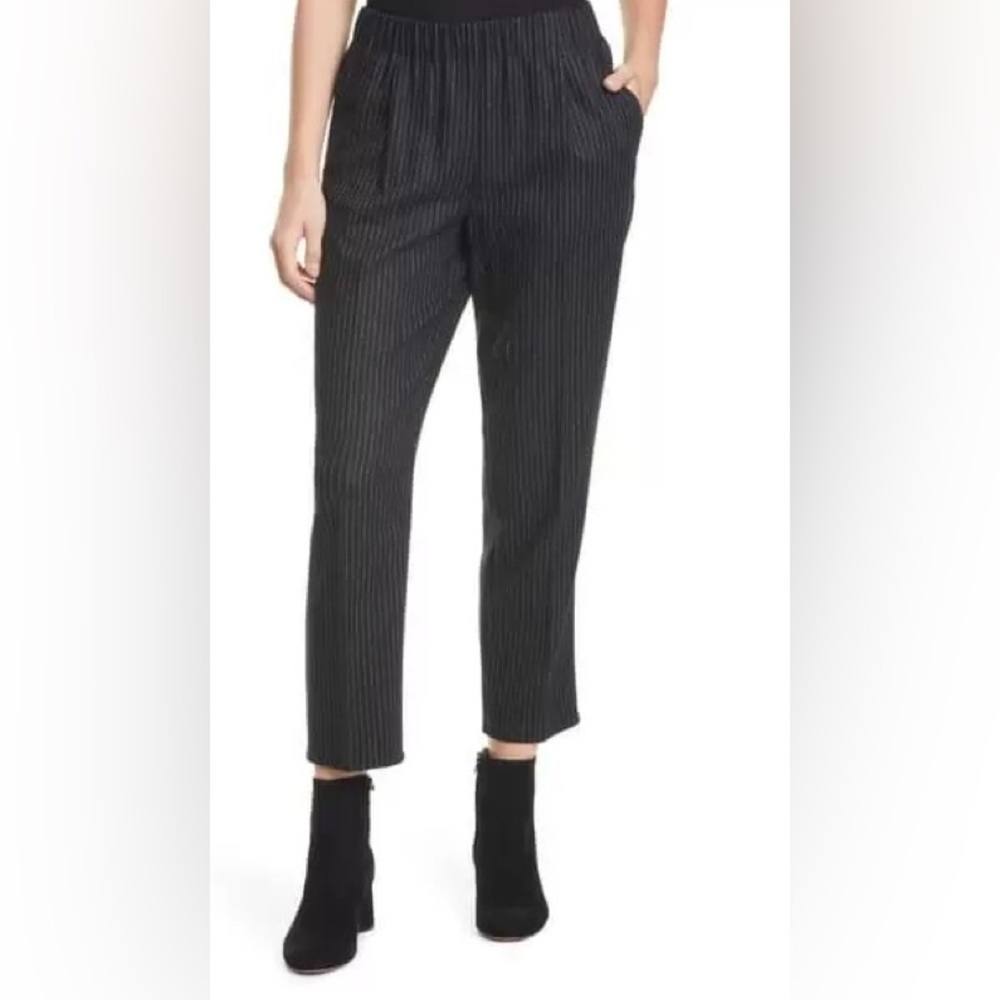 Eileen Fisher Cropped Pull-On Pants, Size Large - Black
